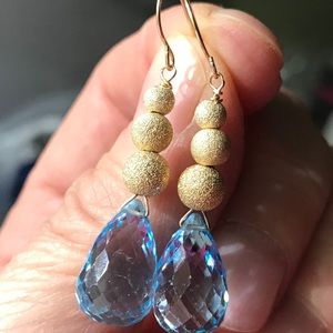 14K Blue Topaz Earrings